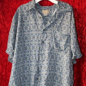 Vintage Blue Collared Button Down Shirt w/Patterns